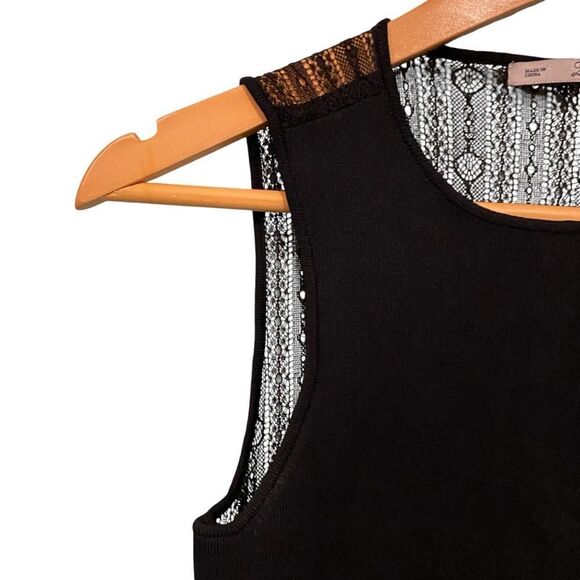 Zara Black Lace Back Knit Sleeveless Body Suit Tank Top in Size Medium - Picture 7 of 8